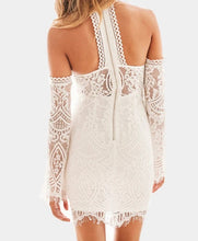 Load image into Gallery viewer, Cold shoulder lace dress with wide sleeve
