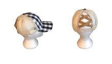 Load image into Gallery viewer, Black plaid hats with criss cross back
