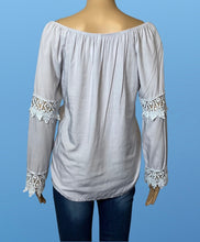 Load image into Gallery viewer, Long sleeve blouse with crochet insert
