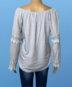 Long sleeve blouse with crochet insert