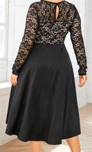 Load image into Gallery viewer, Plus size black dress with long sleeves
