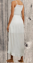 Load image into Gallery viewer, Button up white maxi dress with flounced hem
