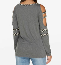 Load image into Gallery viewer, Cold shoulder grey sweater
