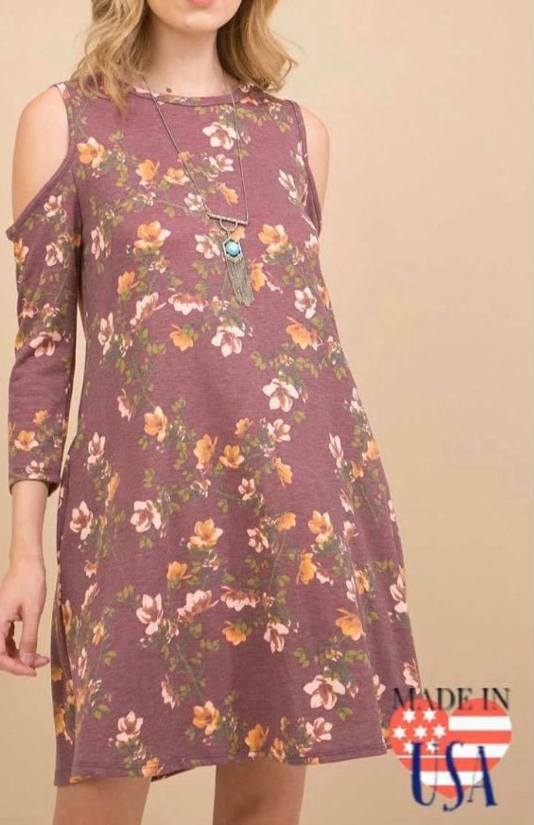 Cold shoulder floral dress