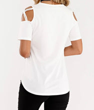 Load image into Gallery viewer, Short sleeve top with criss cross sleeve
