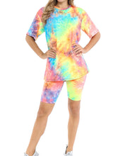 Load image into Gallery viewer, 2 piece tie dye Bermuda shorts/t-shirt set
