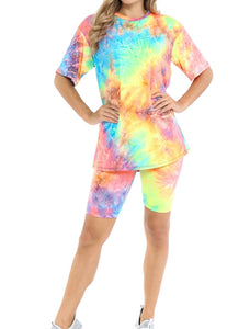 2 piece tie dye Bermuda shorts/t-shirt set