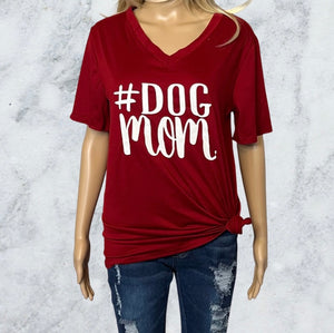 #Dog Mom tees with v-neck