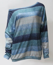 Load image into Gallery viewer, Off one shoulder striped sweater
