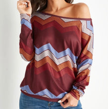 Load image into Gallery viewer, Off one shoulder striped sweater
