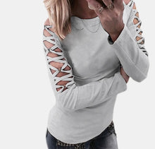 Load image into Gallery viewer, Hollow design criss cross long sleeve top
