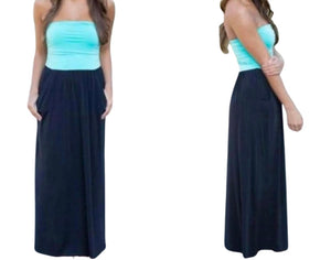 Strapless maxi dress with pockets