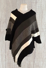 Load image into Gallery viewer, Grey striped sparkly acrylic poncho
