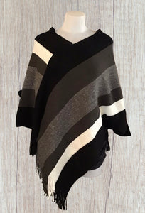 Grey striped sparkly acrylic poncho