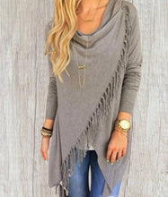 Load image into Gallery viewer, Long sleeve crossed over sweater with tassels
