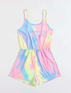 Multi color cami tie-dye romper