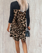 Load image into Gallery viewer, Black long sleeve dress with leopard print
