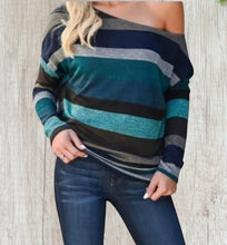 Load image into Gallery viewer, One shoulder striped long sleeve top
