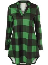 Load image into Gallery viewer, Long sleeve plaid V-neck shirt
