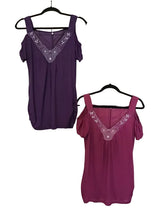 Load image into Gallery viewer, Cold shoulder v neck patterned top
