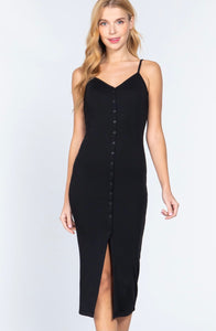 Button front cami midi dress