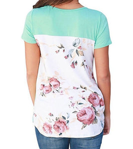 Criss cross v-neck floral back tee