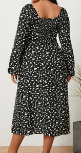 Plus size black polka dot maxi dress