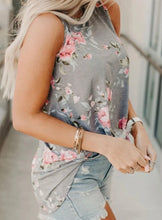 Load image into Gallery viewer, Floral print grey tank top
