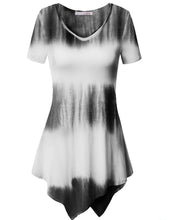 Load image into Gallery viewer, Tie dye v-neck top with irregular hem

