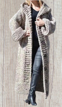 Load image into Gallery viewer, Chunky knit long hooded cardigan with buttons
