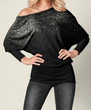 Load image into Gallery viewer, Long sleeve batwing top with lots of bling
