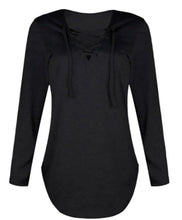 Load image into Gallery viewer, Lace up design V-neck long sleeve top
