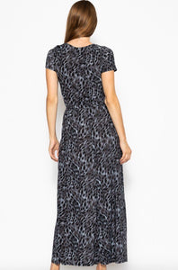 Short sleeve animal print maxi dress