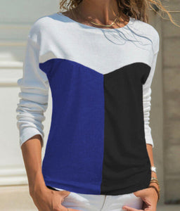 Lightweight long sleeve color block sweater