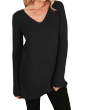 Load image into Gallery viewer, Lace-up back v-neck acrylic sweater
