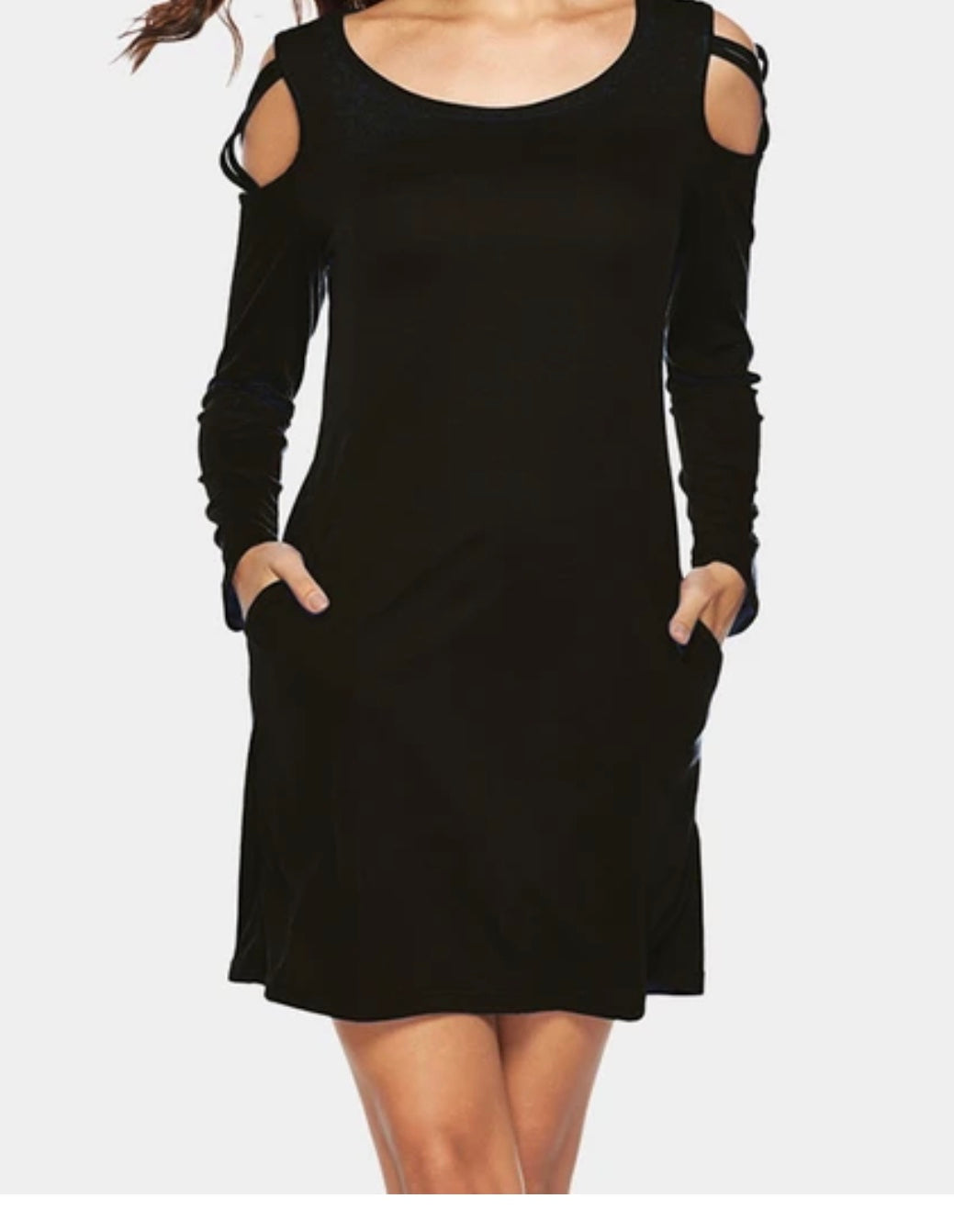 Black dress with criss cross shoulder