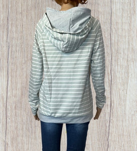 Mint white hoodie with double hood