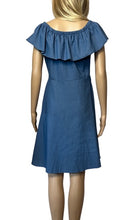 Load image into Gallery viewer, Denim button up dress with ruffle
