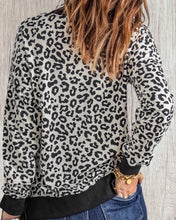 Load image into Gallery viewer, Leopard print pullover sweater with side slits
