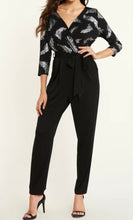 Load image into Gallery viewer, Black deep v-neck crossed front design jumpsuit with belt
