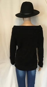 Soft, fuzzy one shoulder sweater