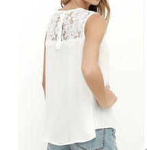 Load image into Gallery viewer, Sleeveless blouse with lace and button up back
