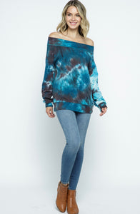 Tie Dye French Terry off shoulder sweatshirt
