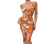 Load image into Gallery viewer, Multi color boho floral bodycon mini dresss
