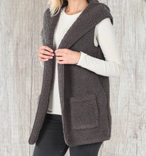 Load image into Gallery viewer, Soft Sherpa hooded vest with pockets
