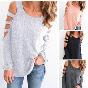 Lightweight long sleeve top with cutout sleeve design