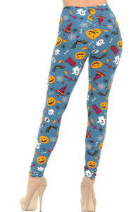 Adult soft steel blue Halloween leggings