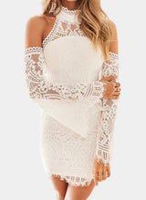 Load image into Gallery viewer, Cold shoulder lace dress with wide sleeve
