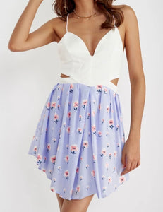 Cutout calico mini dress