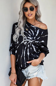Black tie-dye pullover